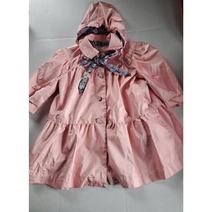 Vintage Rothchild Girl's Easter Hooded Pink Coat Size 3 Button Down Floral Tie